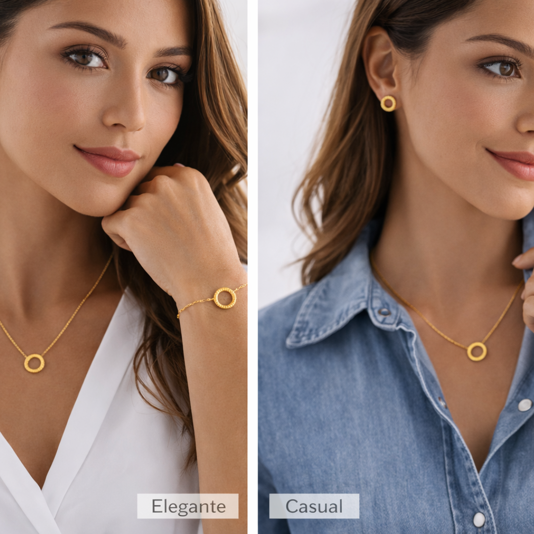 Amara - Set de Joyería Minimalista |Collar, Pulsera y Aretes|