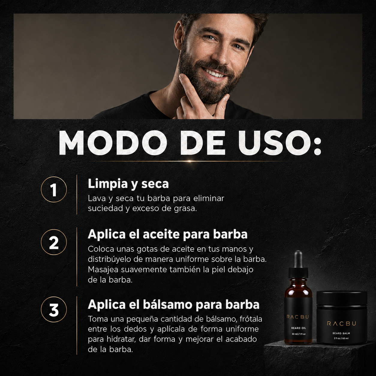 RACBU ELIXIR | Aceite para crecimiento de barba